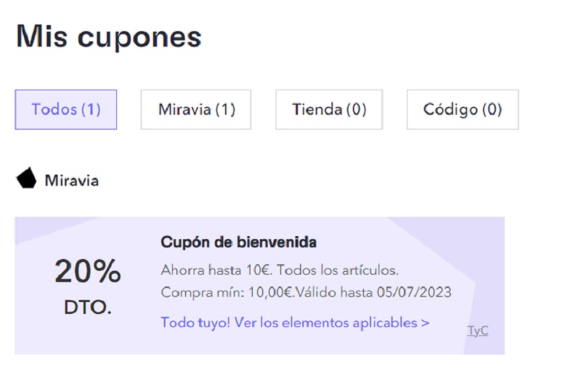 cupon bienvenida Moncloa