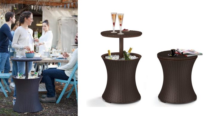 Atención, chollazo La mesa de cocktail de Amazon con nevera incluida ideal para tener tu bebida fresquita a mano