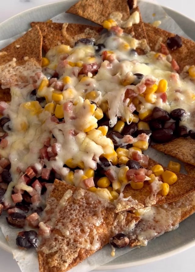 nachos con queso en freidora de aire