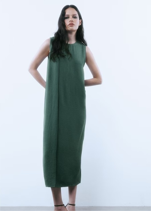 vestido pliegue delantero sfera el corte ingles