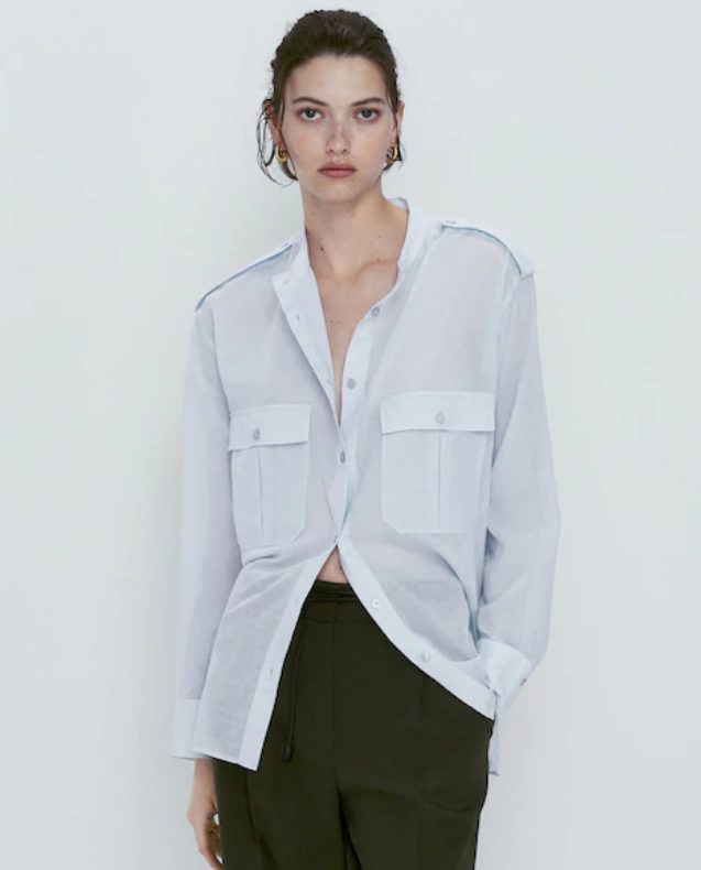 camisa bolsillos massimo dutti