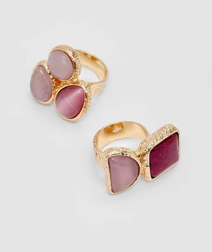 set anillos piedra