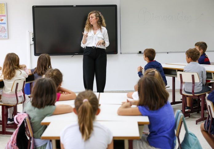 Escuela en el barrio de Arturo Soria en el primer día del curso escolar