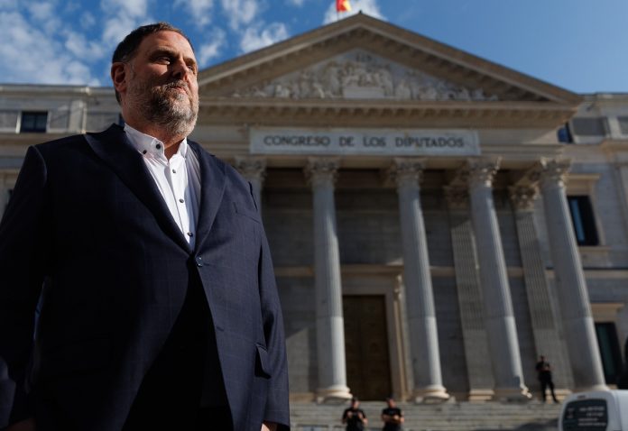 Oriol Junqueras, líder de ERC, vino a Madrid a celebrar 