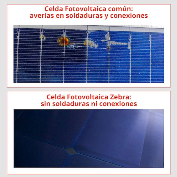 Diferencias entre celdas fotovoltaicas comunes y Zebra 1 Moncloa