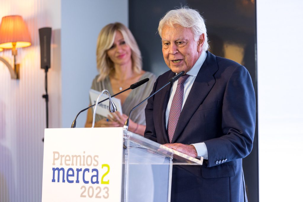 Felipe González en un momento de la entrega del premio 'Igualdad y Progreso' de la Fundación Marqués de Oliva