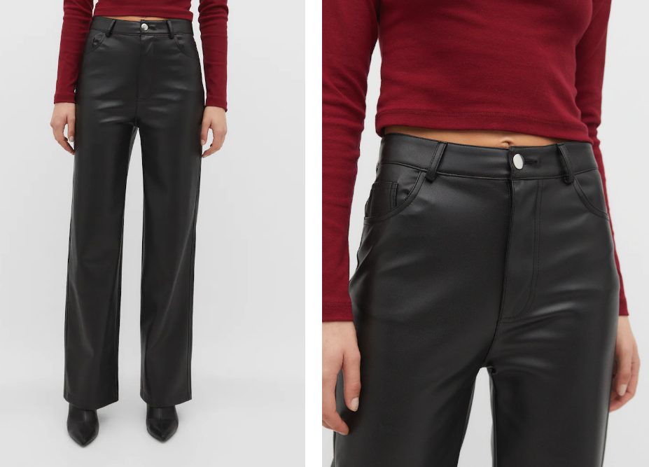 pantalon wide leg efecto piel