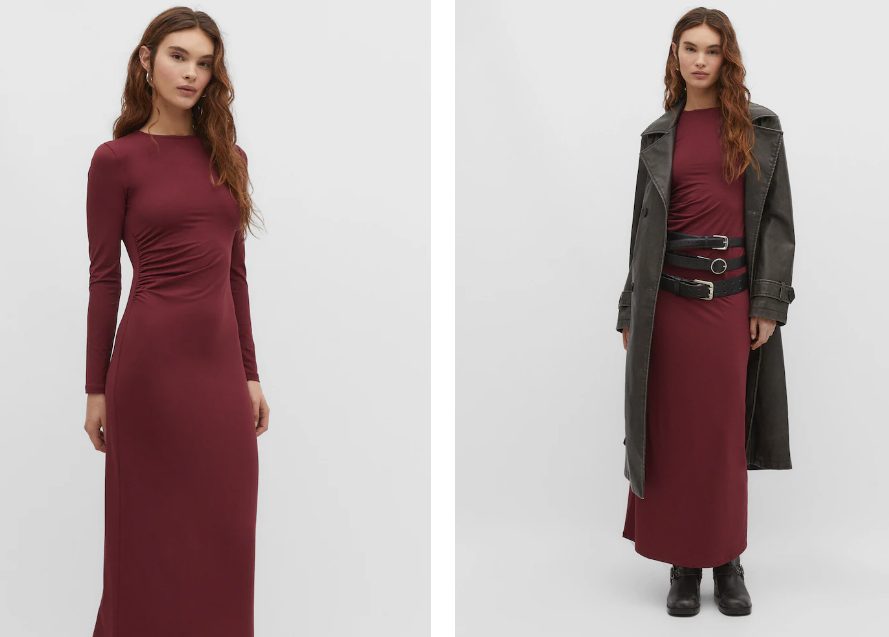 vestido ajustado fruncido