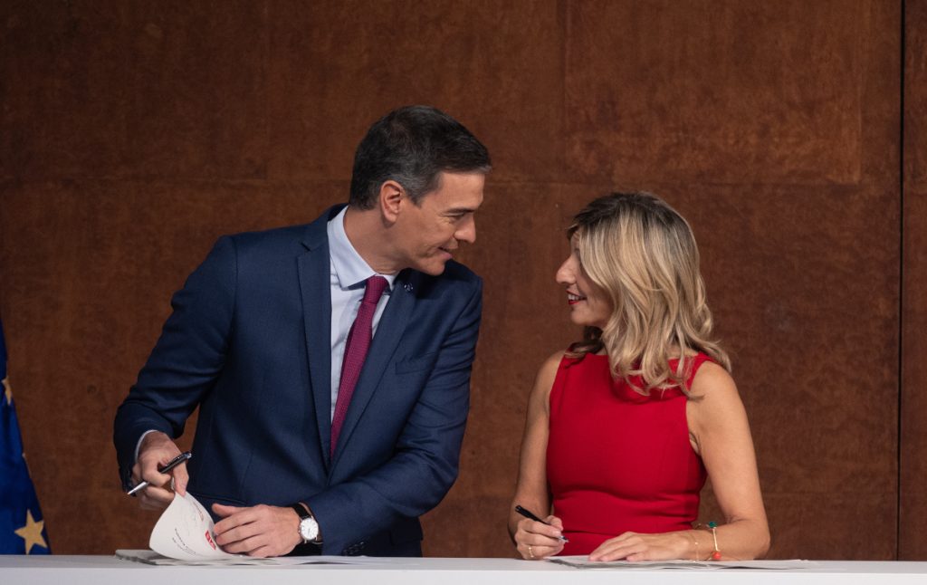 Sánchez cerró el preacuerdo con Junts varias horas después de la firma del acuerdo con Yolanda Díaz