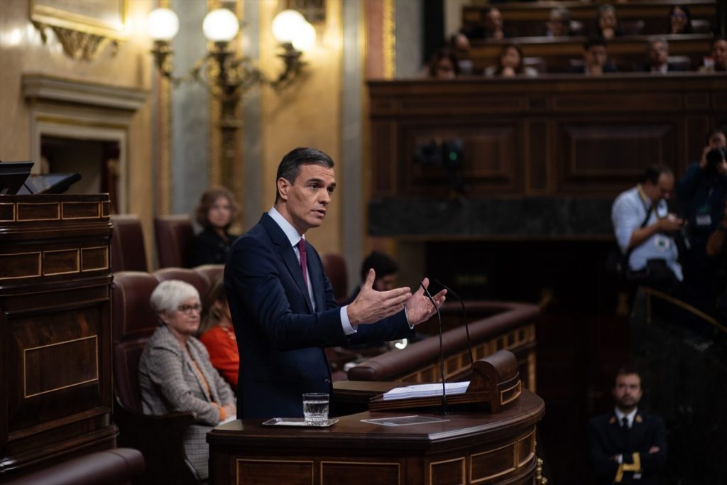 Pedro Sánchez durante el debate de investidura