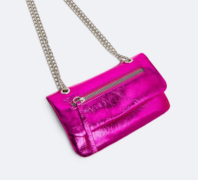 bolso metalizado fucsia