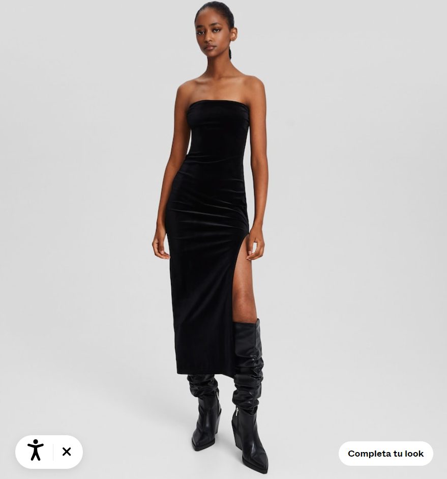 vestido bandeau terciopelo
