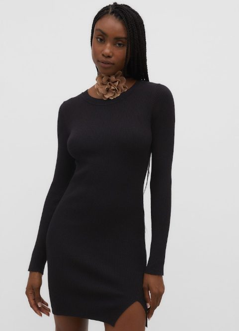 vestido de punto mini negro