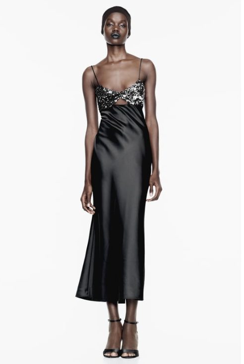 vestido lencero lentejuelas zara