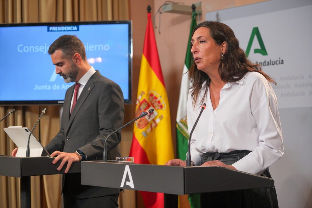 La  consejera de Integración Social, Juventud, Familias e Igualdad Loles López Gabarro en la rueda de prensa tras el Consejo de Gobierno andaluz.