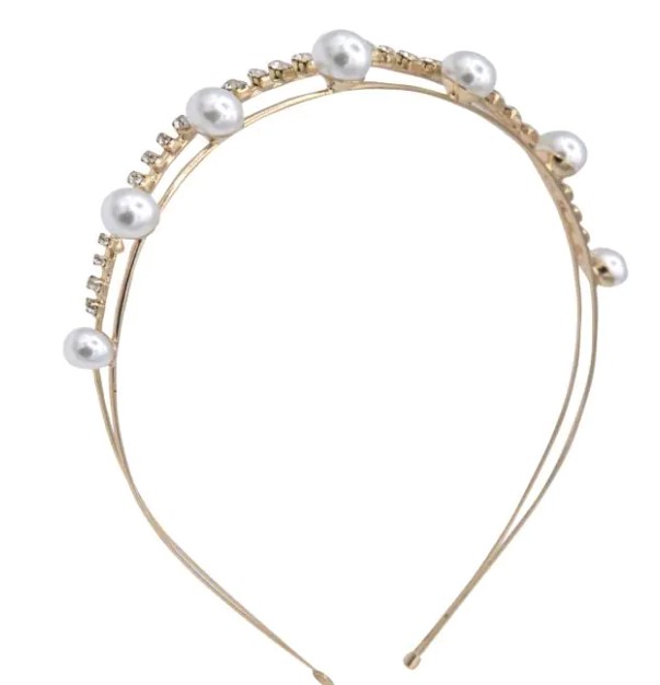 diadema strass perlas