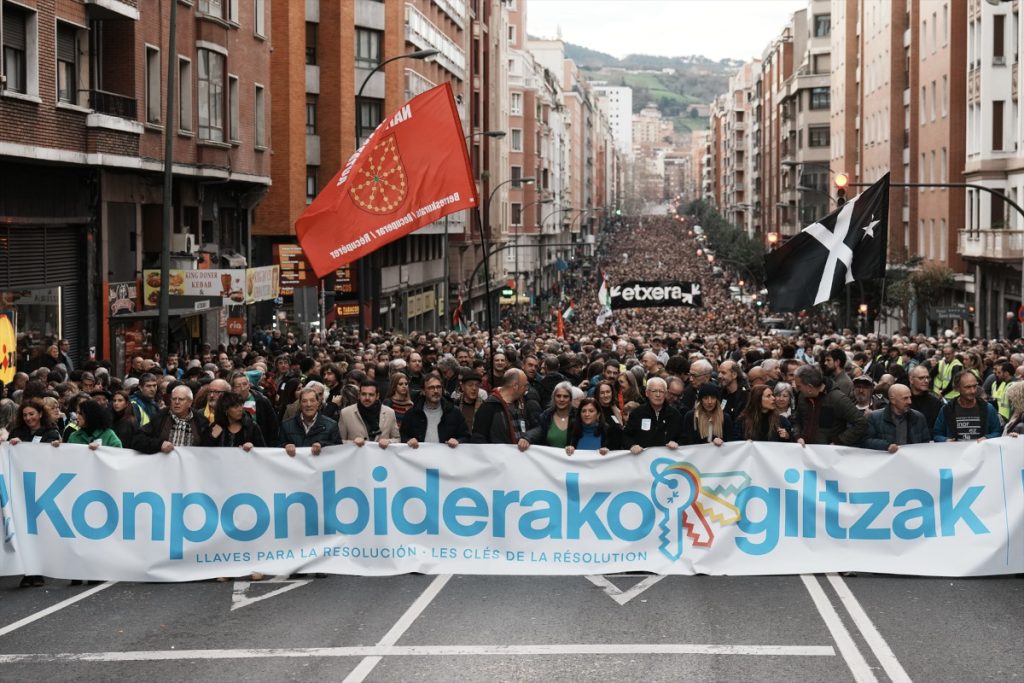 La actriz Itziar Ituño participó en primera fina en la manifestación de Bilbao del sábado.