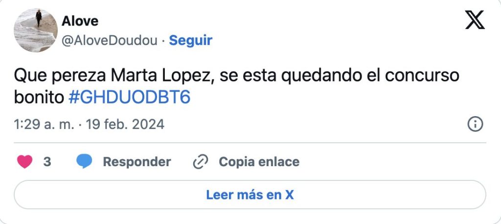 Esta es la fuerte sentencia en redes sobre la participación de Marta López en 'GH Dúo': ¿Repelente o incomprendida? 3 Moncloa Captura de pantalla 2024 02 19 a las 20.50.24 Moncloa