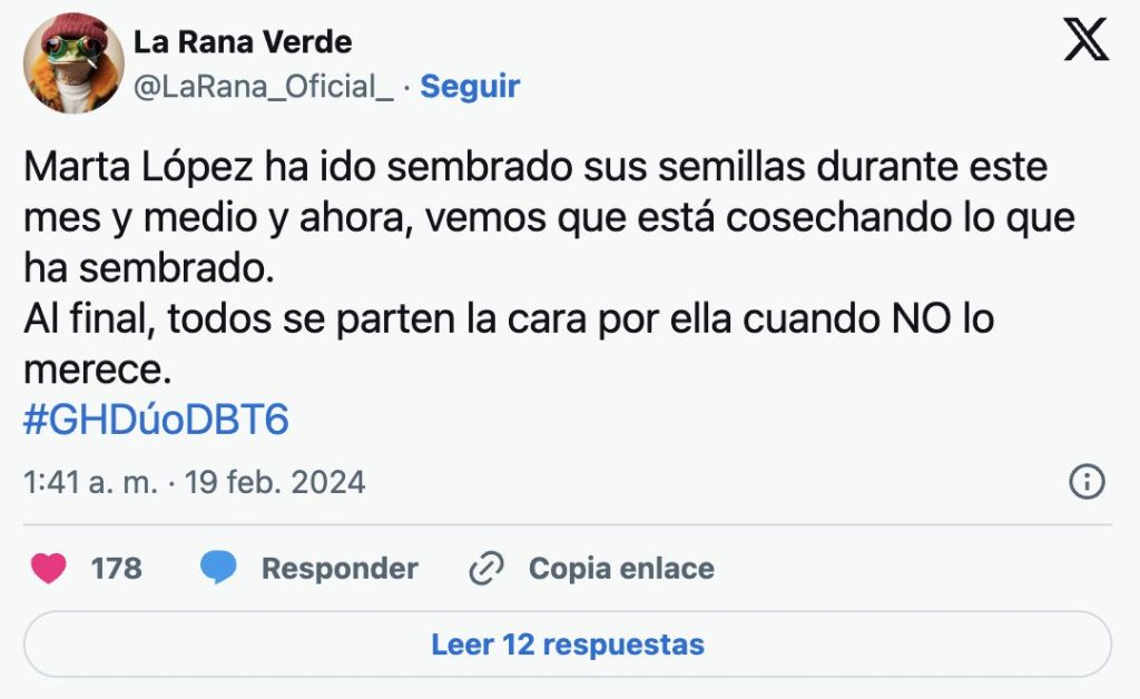 Esta es la fuerte sentencia en redes sobre la participación de Marta López en 'GH Dúo': ¿Repelente o incomprendida? 1 Moncloa Captura de pantalla 2024 02 19 a las 20.50.51 Moncloa