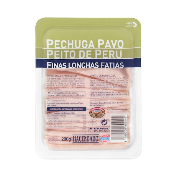 Pechuga de pavo finas lonchas Hacendado Moncloa