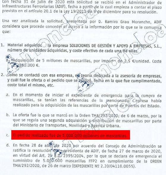 Parte de la denuncia de Grau por los contratos de la mano derecha de Ábalos y Aldama