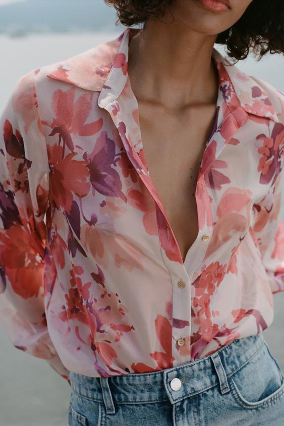 Camisa estampado floral hilo metalizado Moncloa