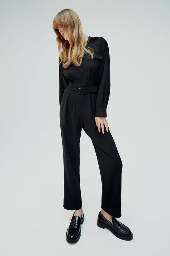 Arrasan los nuevos y estilosos monos de Zara: ¡Ideal para ti! 8 Moncloa Mono largo crepe cinturon Zara 2 Moncloa