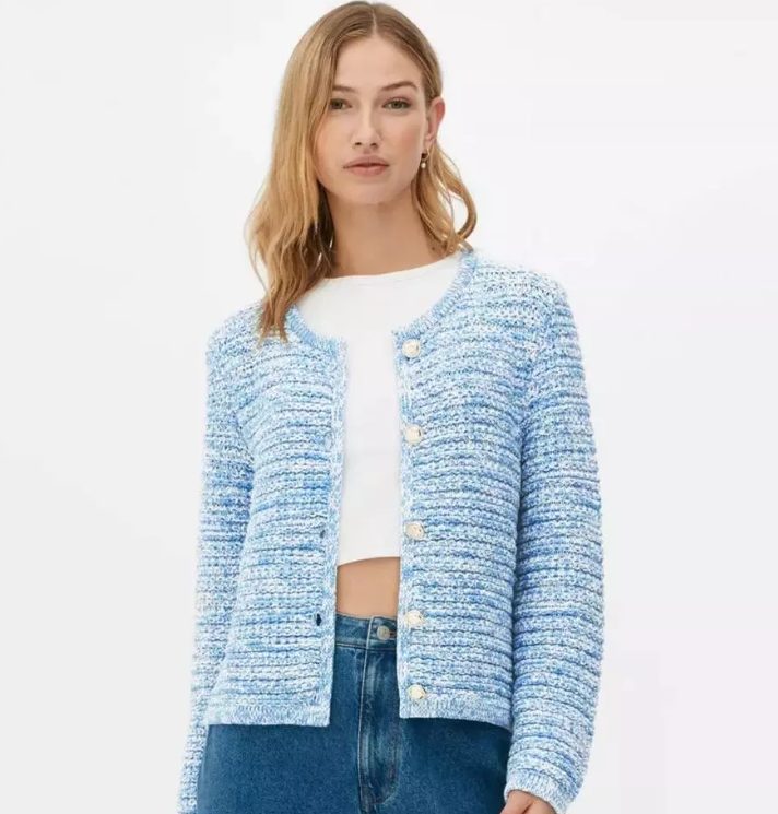 cardigan azul trenzado