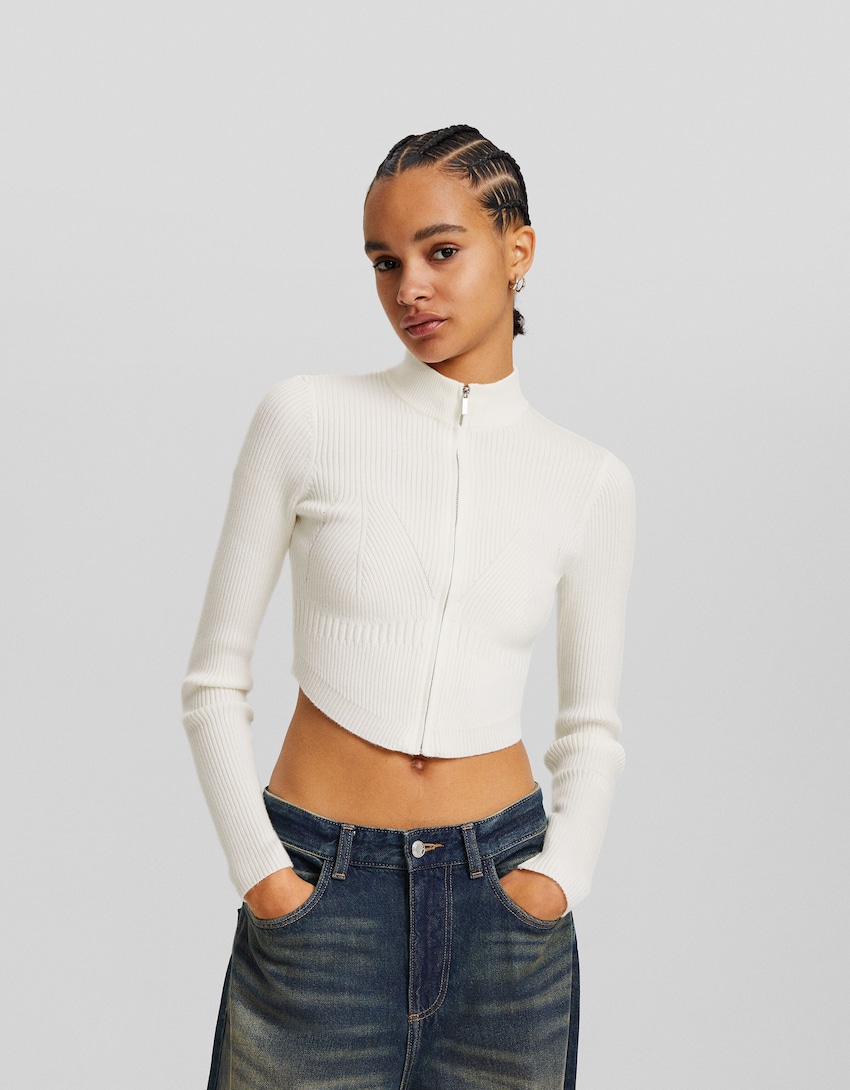 cardigan cremallera rib