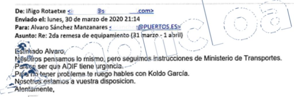 La respuesta de Rotaeche a Sánchez Manzanares, número dos de Puertos del Estado