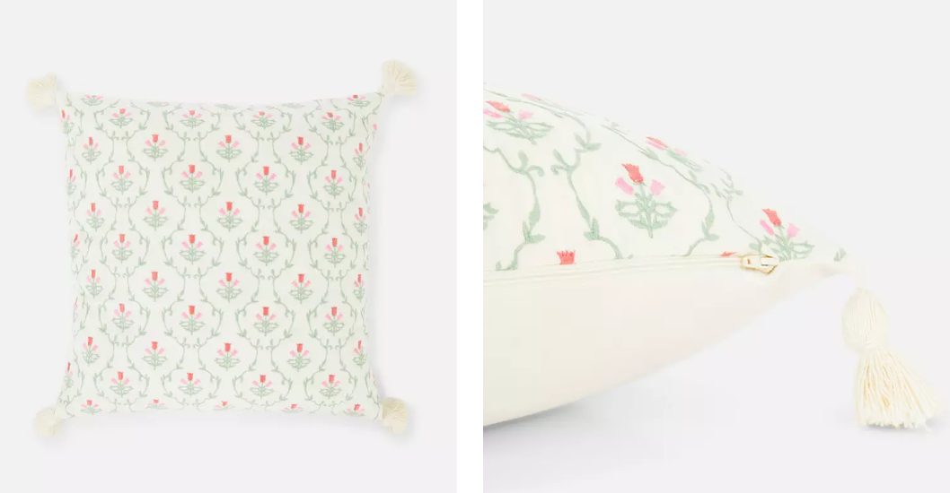 funda cojin flores borlas primark home