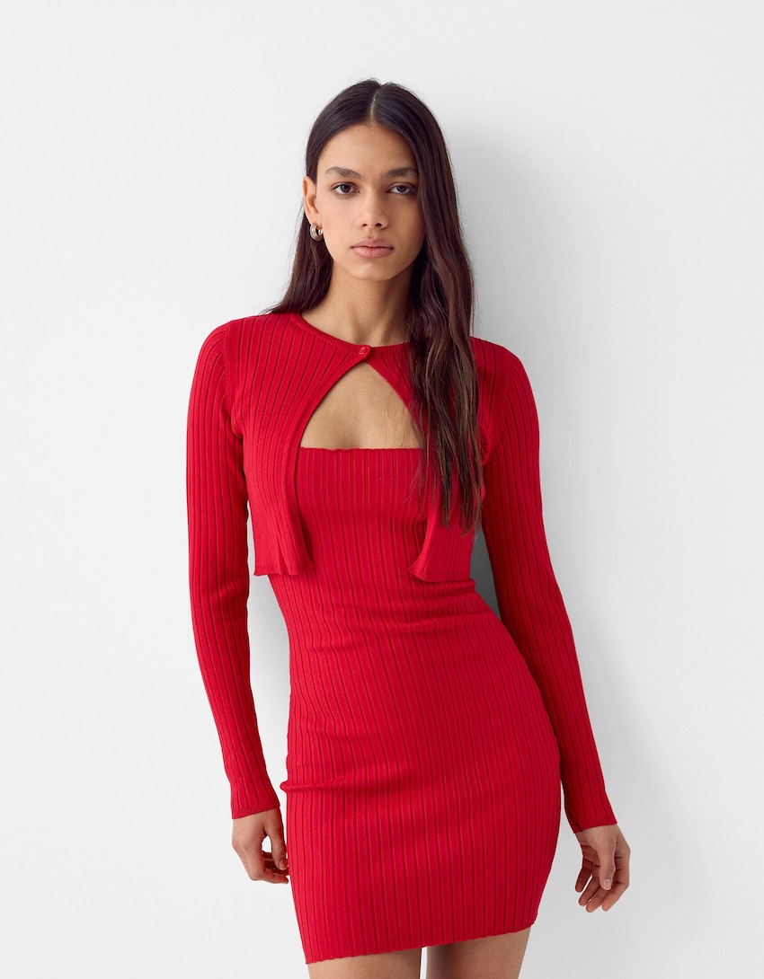 minichaqueta roja rib bershka
