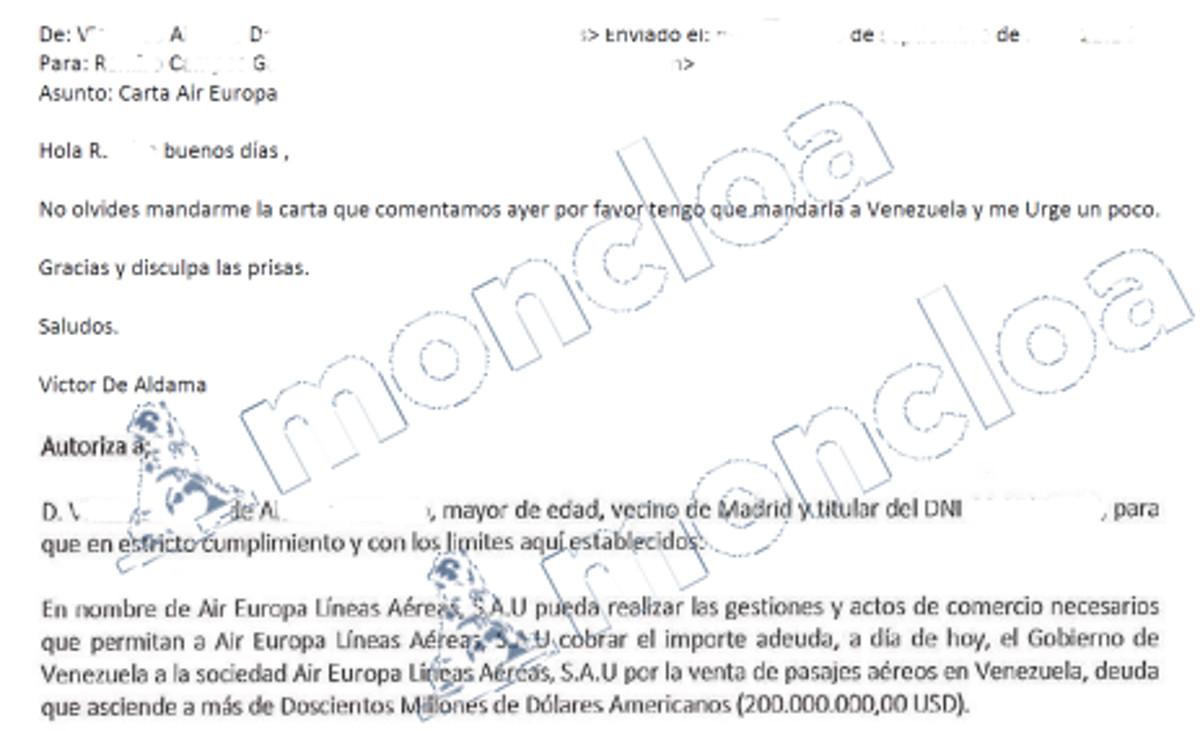 Air Europa autorizó a Aldama en un correo firmado por Hidalgo, pero pedido a Ramiro Gallego