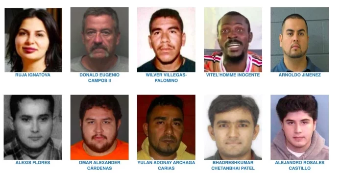 Los diez más buscados por el FBI con Ruja Ignatova, primera por la izquierda.