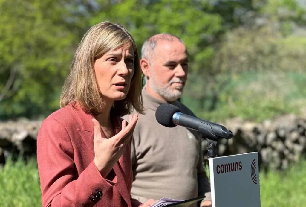 La candidata de Comuns-Sumar a la Presidencia de la Generalitat, Jéssica Albiach, y el candidato por Girona, Eloi Badia.