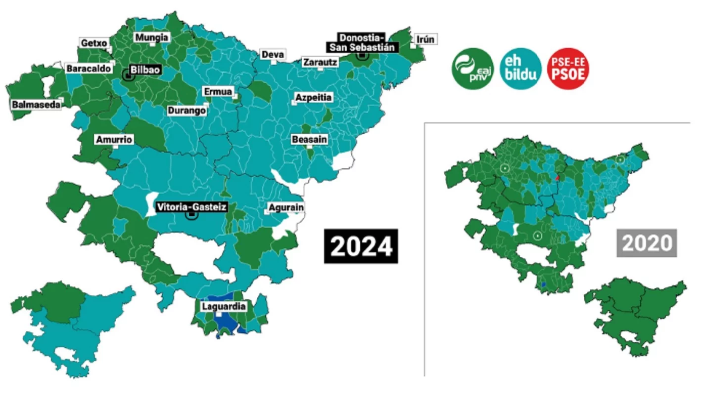El nuevo mapa del País Vasco tras el 21A | Foto: Epdata