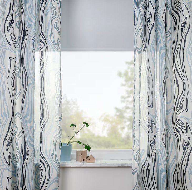 cortinas blanco azul ikea