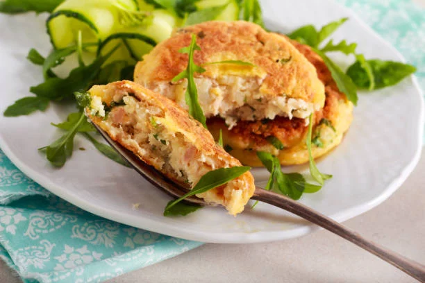 Milanesas de berenjena con ensalada