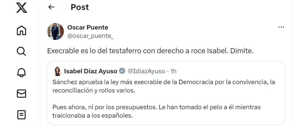 El ministro Óscar Puente ya fue muy criticado cuando se refirió al novio como testaferro con derecho a roce.