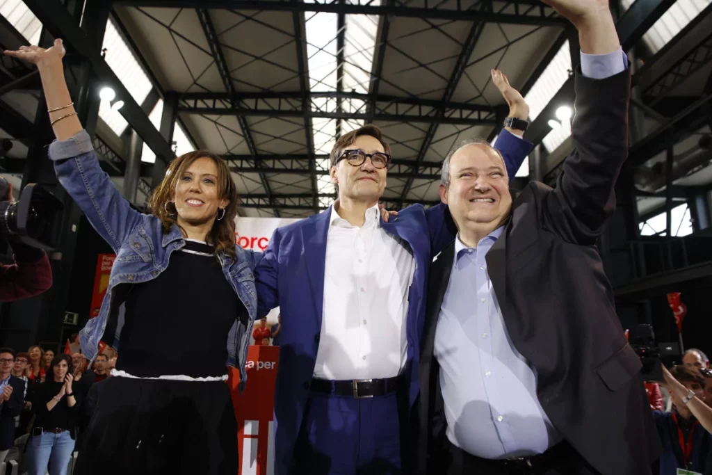 Salvador Illa, líder del PSC y candidato a presidir la Generalitat, en la apertura de campaña del 12-M