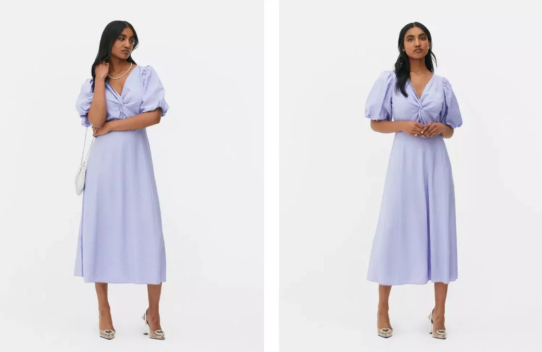 vestido midi mangas acampanadas