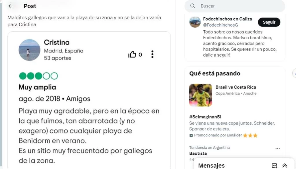 El comentario de la madrileña que enojó a todos los de Galicia