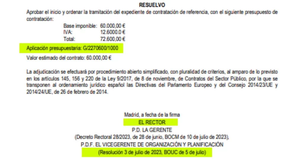 Las cifras y fechas destapan a Goyache con la resolución del concurso del software de Begoña Gómez 1 Moncloa La resoluición de la UCM fechada una semana después de la llegada de Goyeche