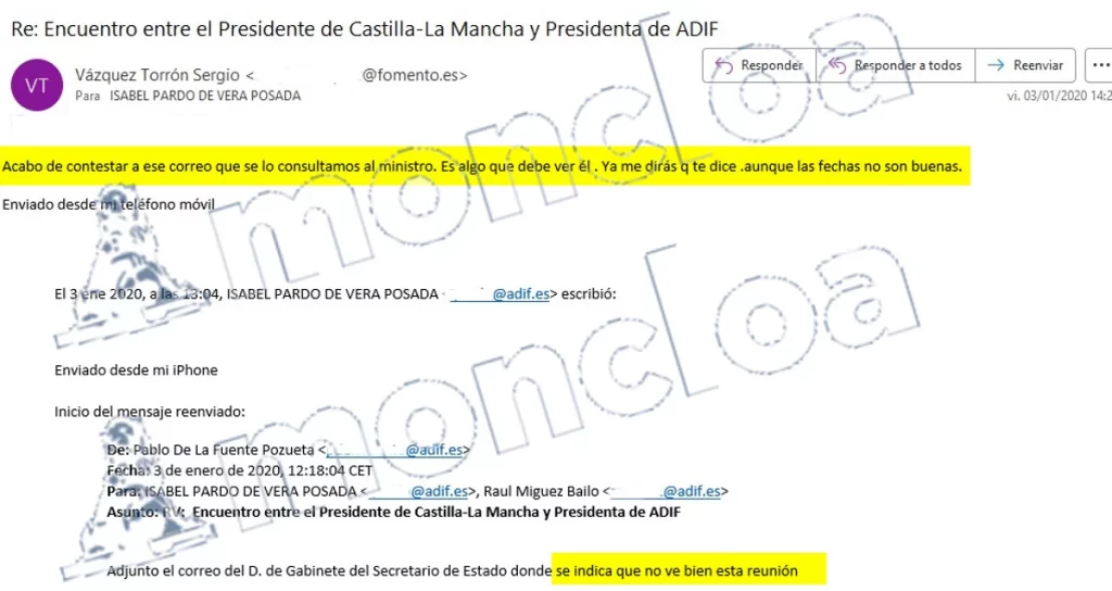 Ábalos vetó a ADIF para reunirse con García-Page: «Sólo un ministro se reúne con el presidente» 3 Moncloa La consulta al minisro Moncloa