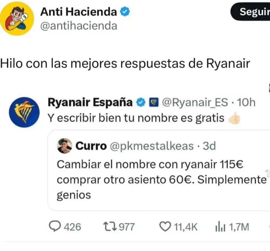 Las hilarantes respuestas de Ryanair son la nueva sensación gracias a este Tiktoker 1 Moncloa Las respuestas de Ryanair que generan risas pero también enojos