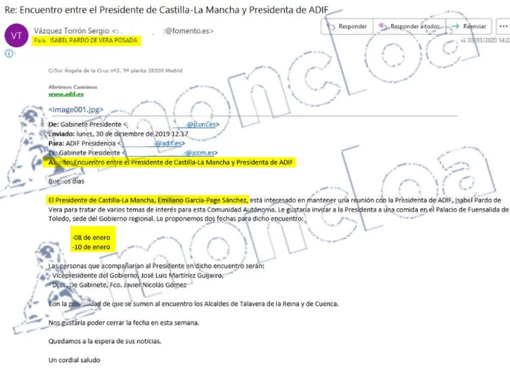 Ábalos vetó a ADIF para reunirse con García-Page: «Sólo un ministro se reúne con el presidente» 2 Moncloa peticion isabel pardo Moncloa