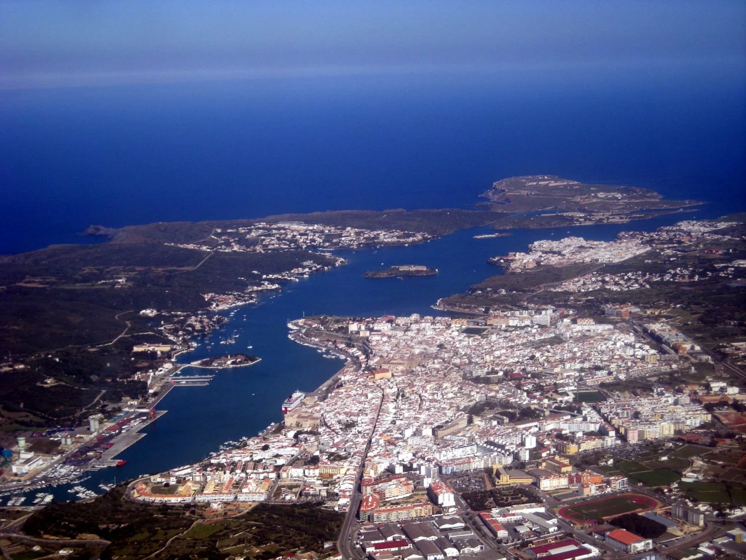 El puerto de Mahón., en Baleares.