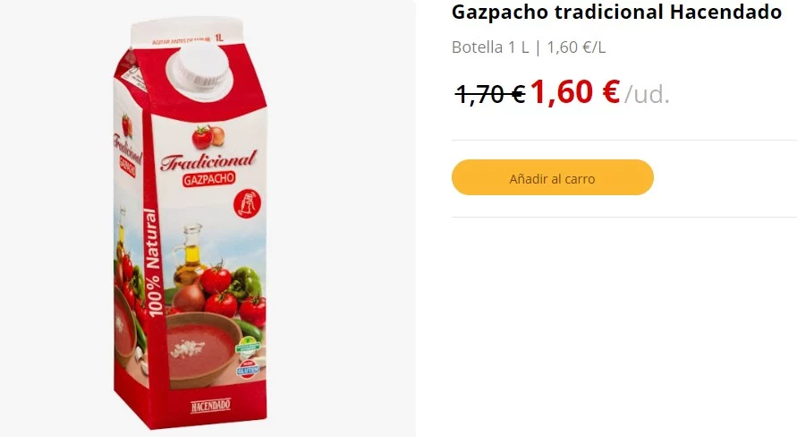 Mercadona rebaja el precio de su gazpacho favorito, perfecto para esta ola de calor 1 Moncloa El éxito del gazpacho tradicional de Mercadona