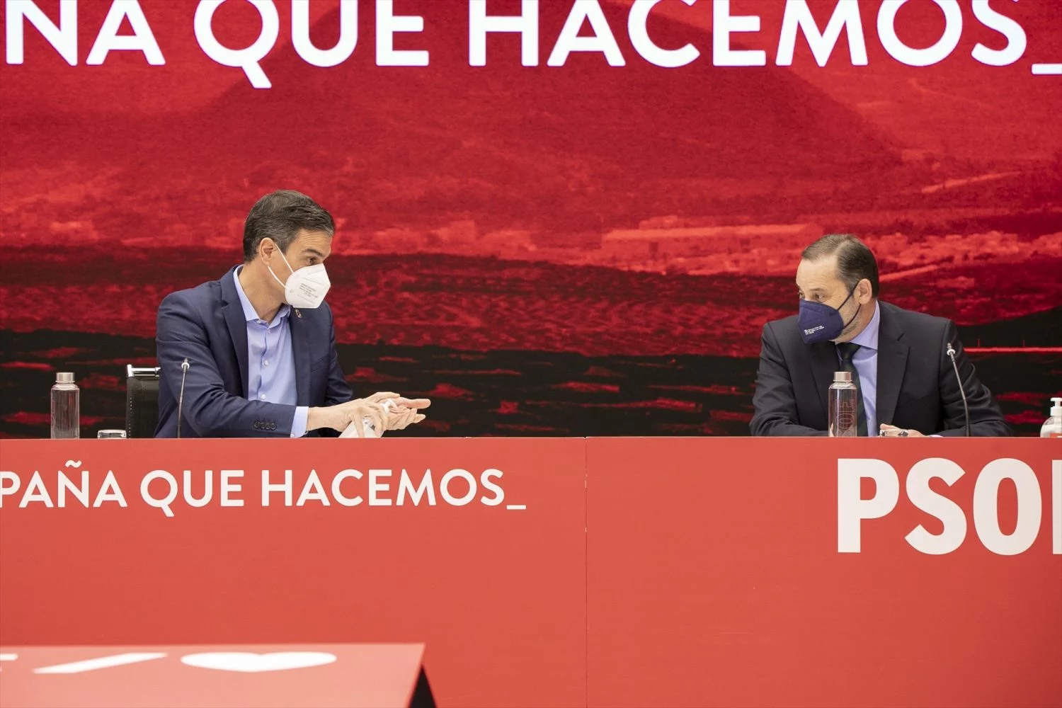 Pedro Sánchez y Ábalos durante la pandemia.
