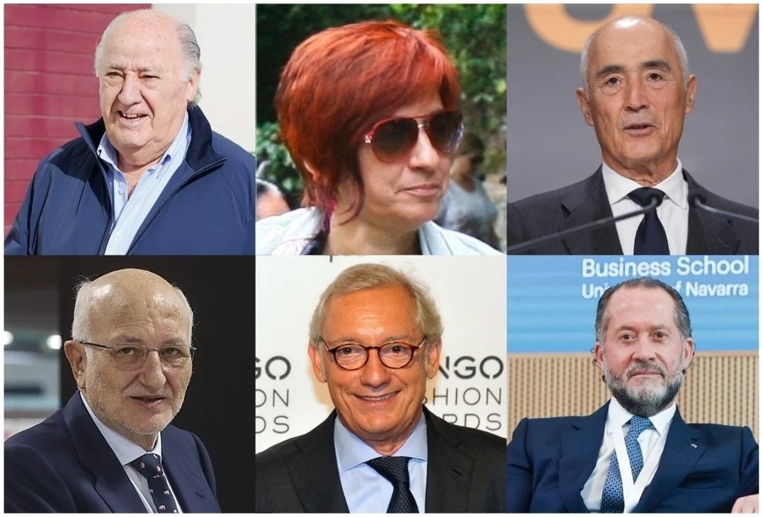 Amancio Ortega, Sandra Ortega, Rafael del Pino, Juan Roig, Isak Antik y Juan Carlos Escotet.